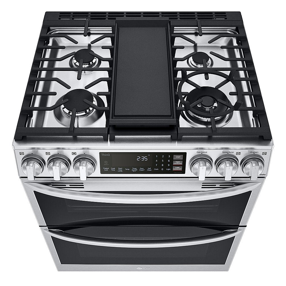 LG - 6.9 Cu. Ft. Slide-In Double Oven Gas True Convection Range with EasyClean and InstaView - Stainless Steel