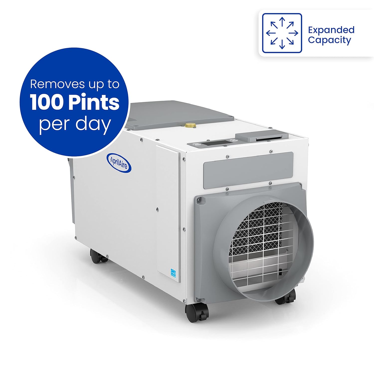 AprilAire E100C Pro 100-Pint Whole-House Dehumidifier with Castors, Energy Star Certified, Commercial-Grade Whole-Home Dehumidifier for Basement, Crawlspace, or Whole House up to 5,500 sq. ft.