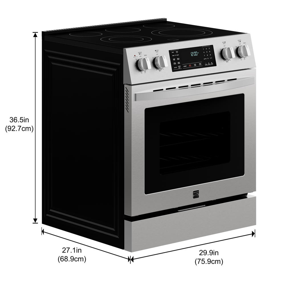 Kenmore 95163 4.8 Cu. Ft. Front-Control Electric Range With True Convection & Air Fry – Stainless Steel